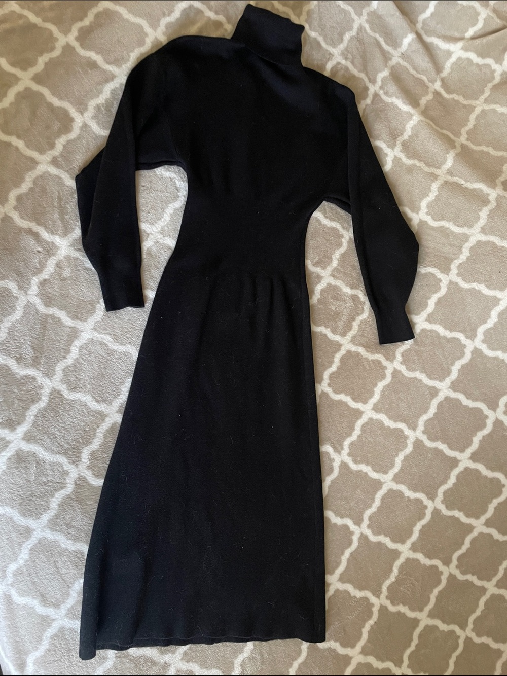 Zara Black Turtleneck Long Sleeve Midi Knit Dress
